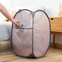 Vista 4 de Larpur Paquete de 3 cestas plegables para la ropa sucia, cestas plegables de malla portátiles para habitación de los niños, dormitorio