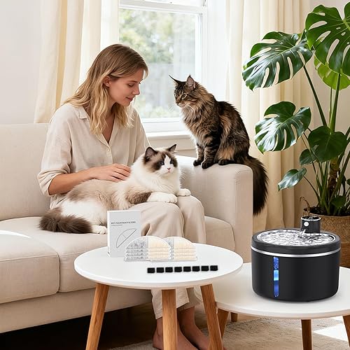 Miniatura 7 de Filtros para fuente de agua para gatos sin cable, juego de 4 meses de filtros de repuesto para fuente de agua ultra silenciosa para mascotas, color