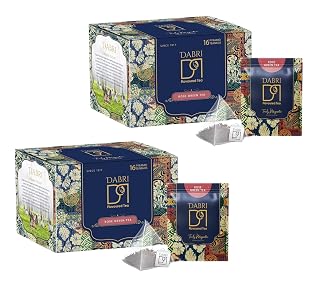 Dabri Rose Green Tea Loose Leaves 32 Pyramid Dip Tea Bags|Pack of 2 x 16 Bags Each|Glowing Skin & Hair For Men-Women|Natural Rose Petals|Antioxidant-Rich|Organic Blend|Relieves Stress & Manage Weight
