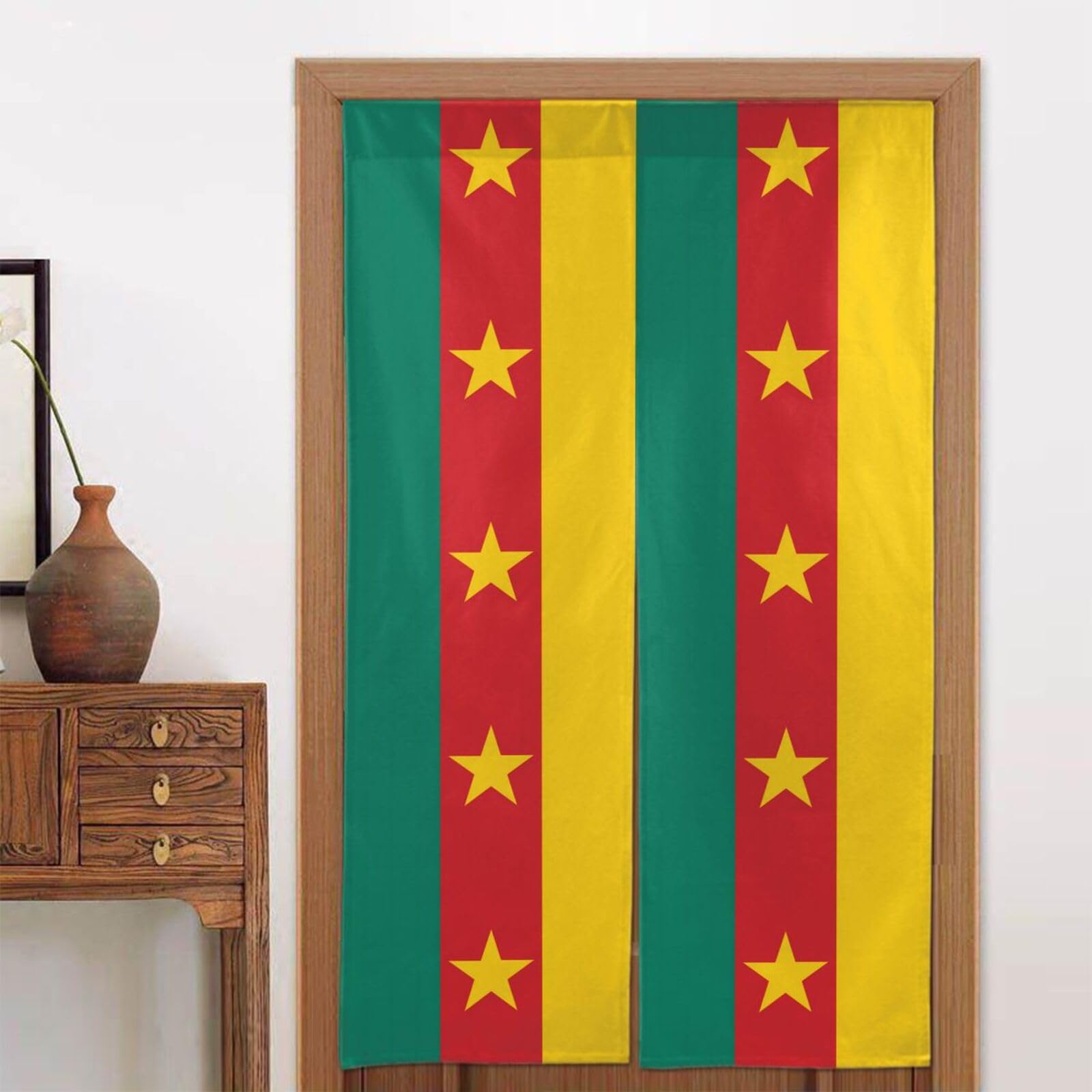 MTGFJD Flag of Cameroon Door curtain, blackout, suitable for bedrooms, windows, kitchen, etc., 86 x 143 cm.
