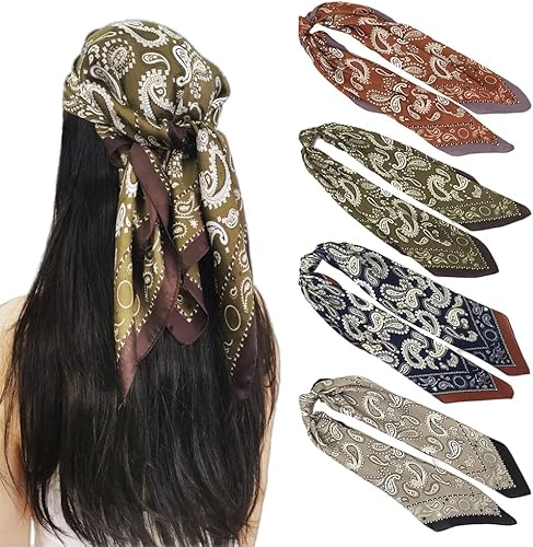 FONYVE Silk-Feeling Square Satin Head Scarf 27.5x27.5