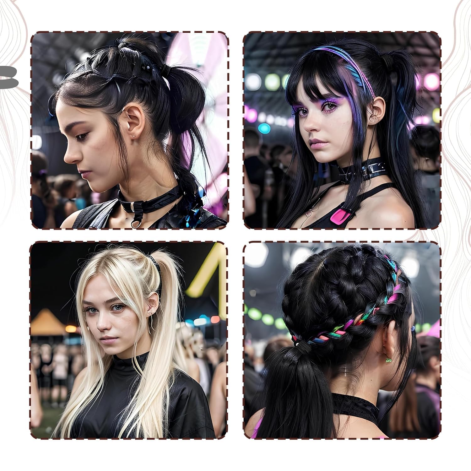 Neva Nude No Damage Elastic Black Hair Tie Bands 500 Pack – Stylish & Durable 4mm Hair Ties – Snag Free & Gentle for Thin Thick Straight Curly Hair…