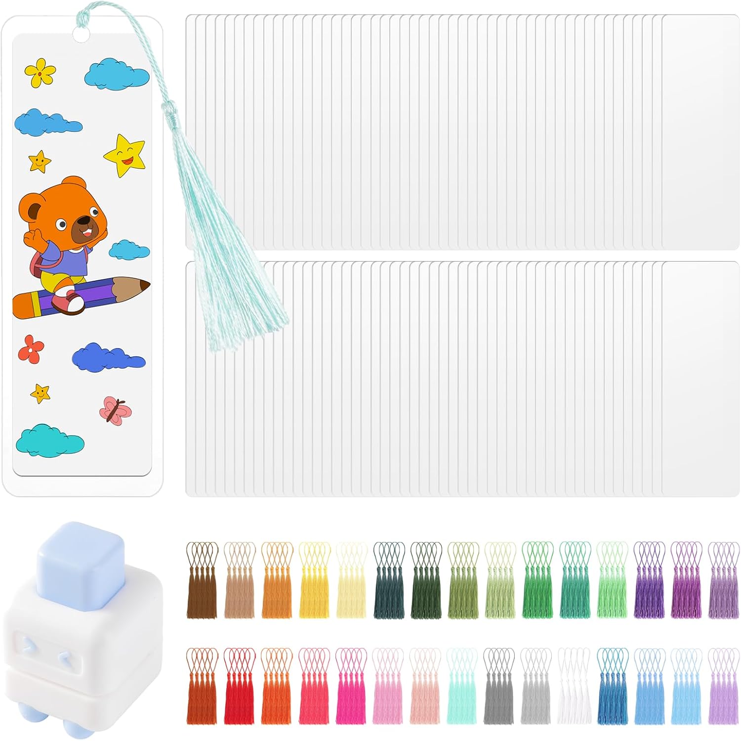 451Pcs DIY Bookmark Making Kit with Laminating Pouches, Tassels, Punch