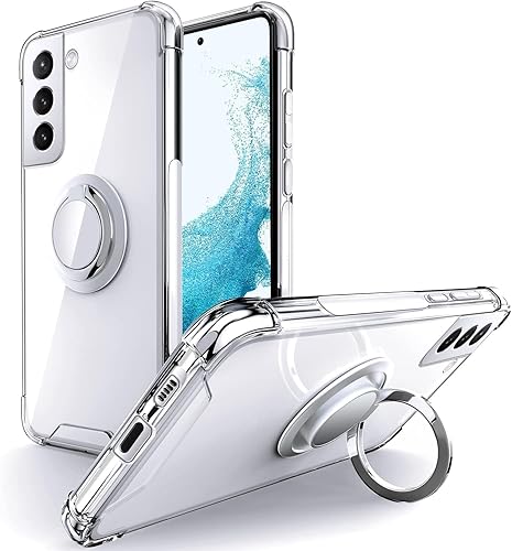 Silverback Funda transparente para Samsung Galaxy S22 con soporte de anillo, amortiguador de golpes protector a prueba de golpes para Galaxy S22 -