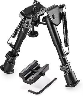 JINSE Rifle Bipod 6-9 Inches Sling Swivel Mount Folding Adjustable Height with 22mm Mount Adapter
