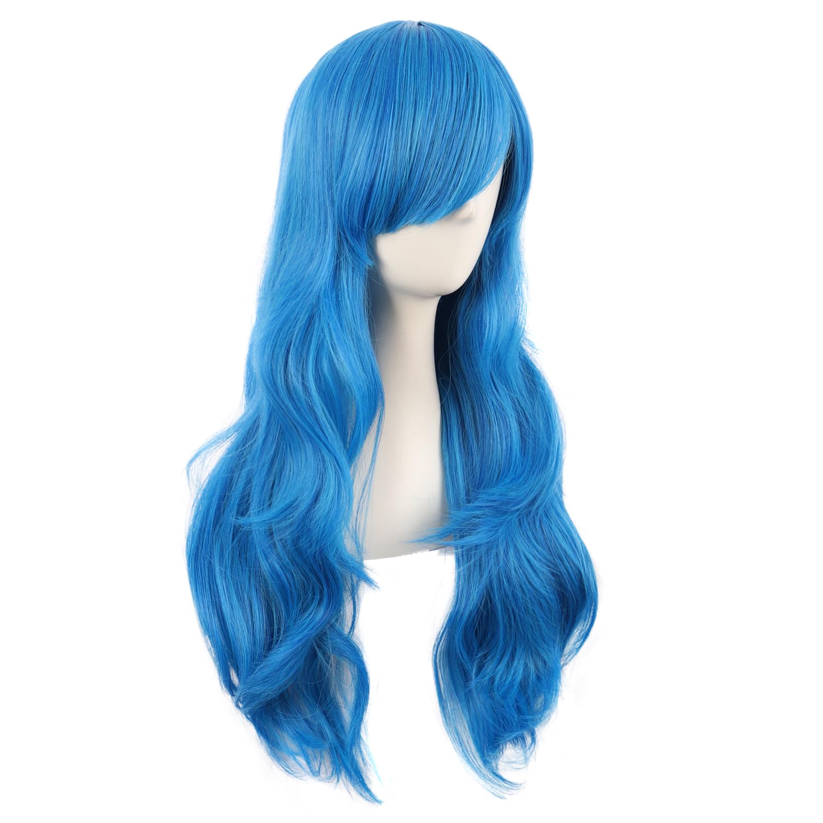 MapofBeauty 28 Inch/70 cm Women Side Bangs Long Curly Hair Cosplay Synthetic Wig (Mixed Vivid Blue) - Image 2