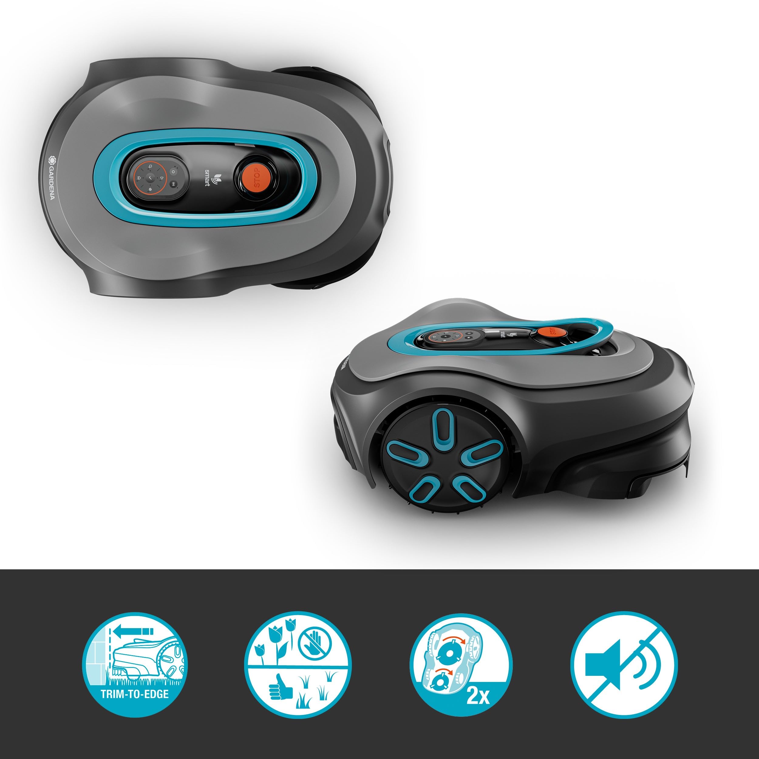 Gardena robot tagliaerba smart SILENO max 800 m², per prati fino a 800 m², LONA Intelligence, Trim-to-Edge, DuoConnect, funzionamento silenzioso, controllo tramite app (19901-26)