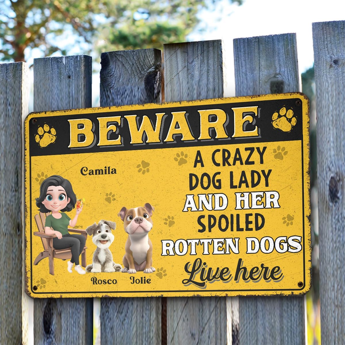 Pawsionate Crazy Dog Lady Sign Vintage Funny Dogs Metal Sign Print Aesthetic for Garden Yard Bar Porch Home Bedroom Kitchen Wall Decor Decor Gift - A Dog Spoiled Dogs Signs For Dogs Owners