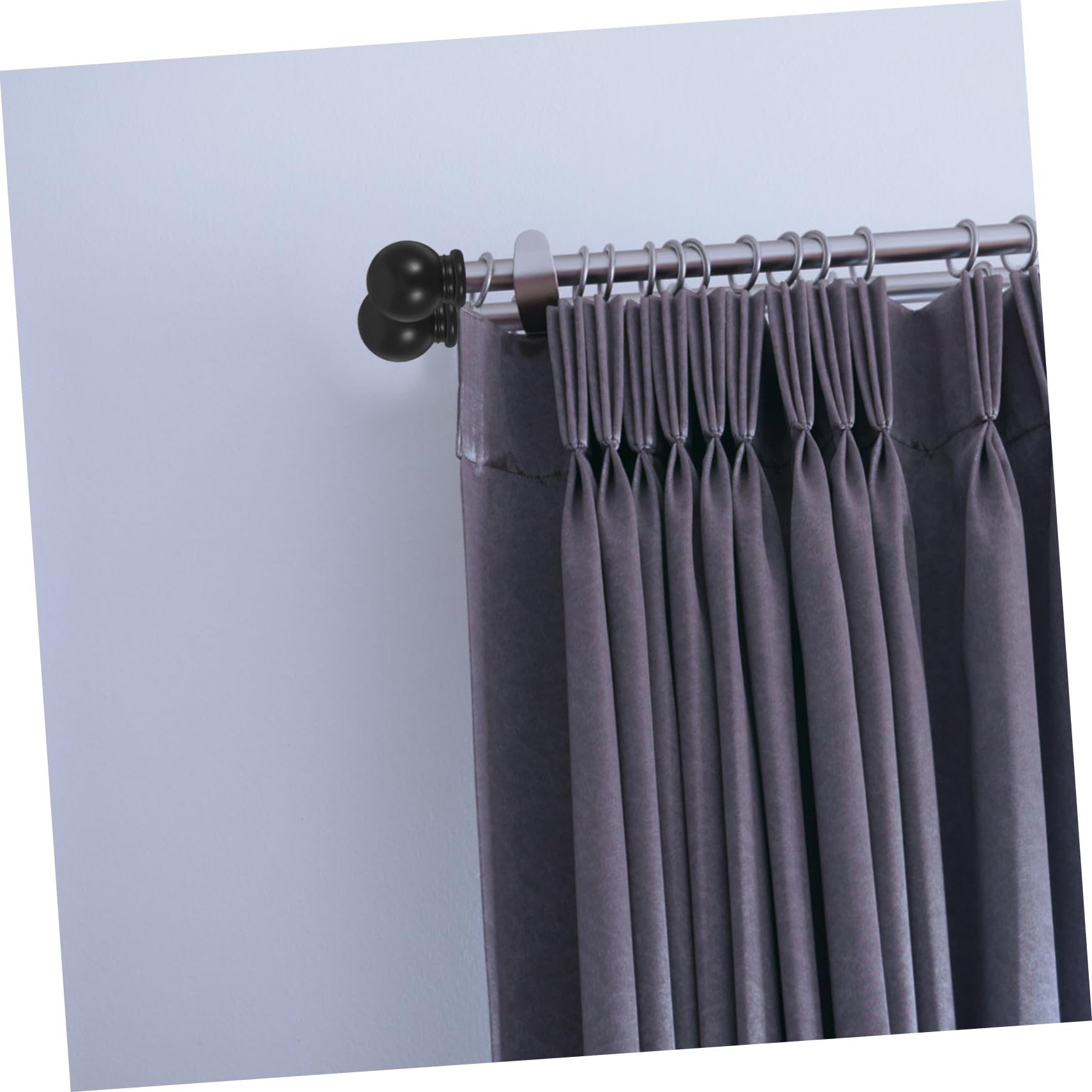 Lot de 2 embouts de tringle à rideaux noirs – Design classique à tête sphérique – Améliorateurs esthétiques pour rideaux de fenêtre en plastique facile à installer, parfaits pour la décoration de la