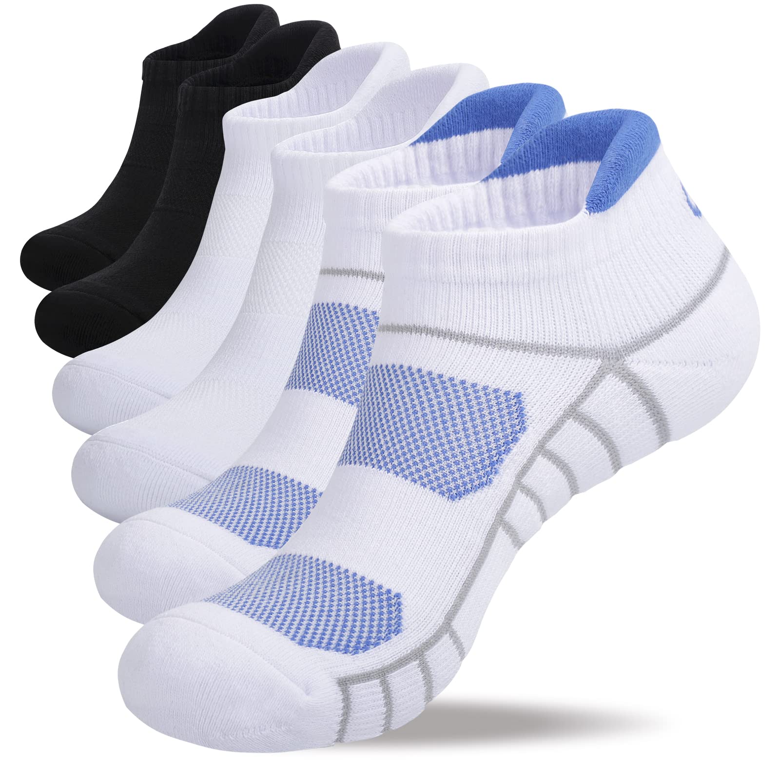 Lapulas Athletic Running Ankle Socks, Low Cut Cushioned Anti-Blister Tab Sports Socks Men Women 6Pairs OEKO-TEX STANDARD 100