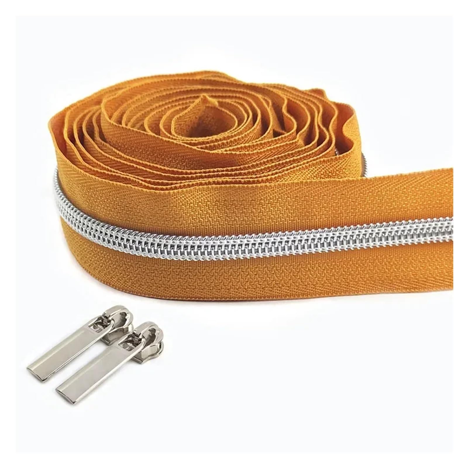 Zipper,Way Zip 2 Meters 5# Nylon Zipper Tapes+ 2Pcs Zipper Slider Pulls Bag Purse Pocket Coil Zippers Heads Decor Zip Repair Kit DIY Accessories Zips Clothing Garments(ZA419-172-Silver)
