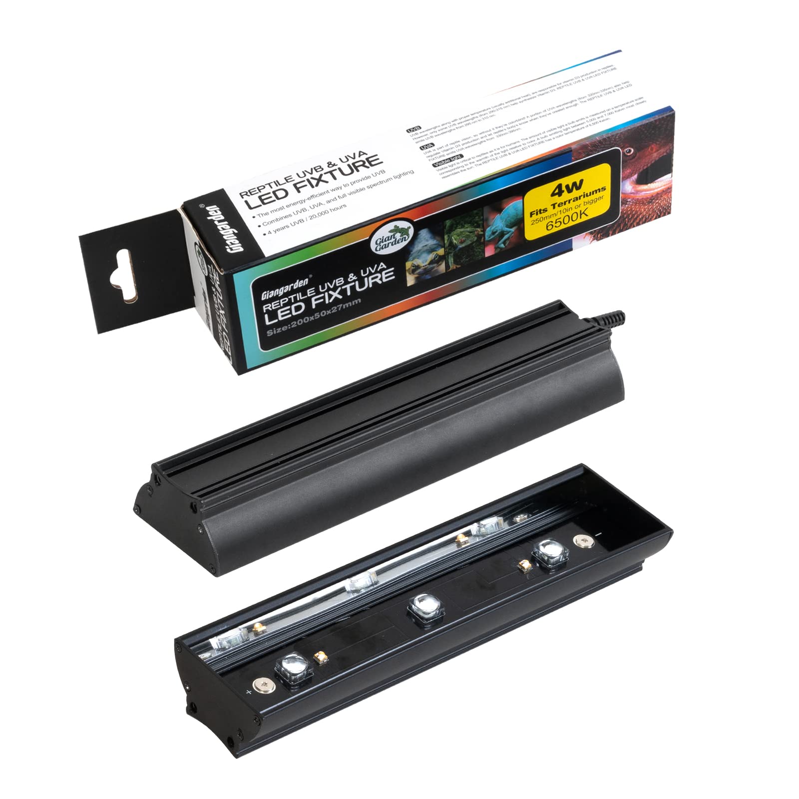 Petpetzone Reptile Lighting Fixture Terrarium Adjustable UVB Bulb/LED Full Visible Spectrum Lamp,4W/7W/9W Optional (4W)