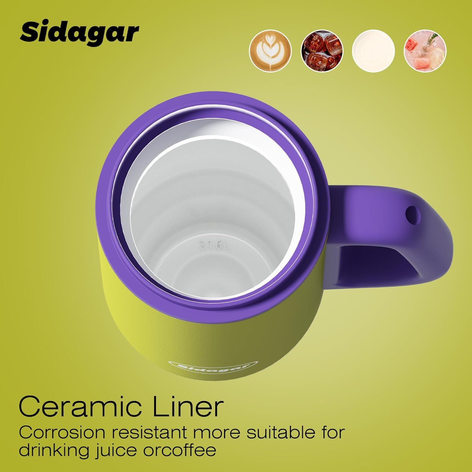 36 oz Tumbler with Handle and Straw, Ceramic Lined Water Bottle Vacuum Insulated Cup, Stainless Steel Travel Mug with Lid,Fits Cup Holder, Leak Resistant Press-in Lid, Green - Image 9