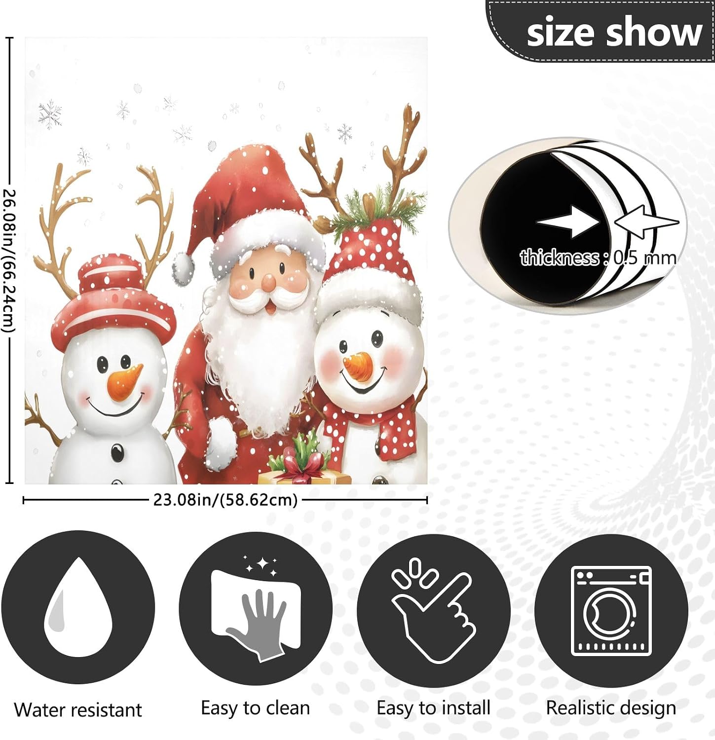 Christmas Snowman Magnetic Sticker Dishwasher Door Cover Kitchen Cabinet Panels, Fridge Magnet, Home Appliances Decor Decals 23" W x 26" H
