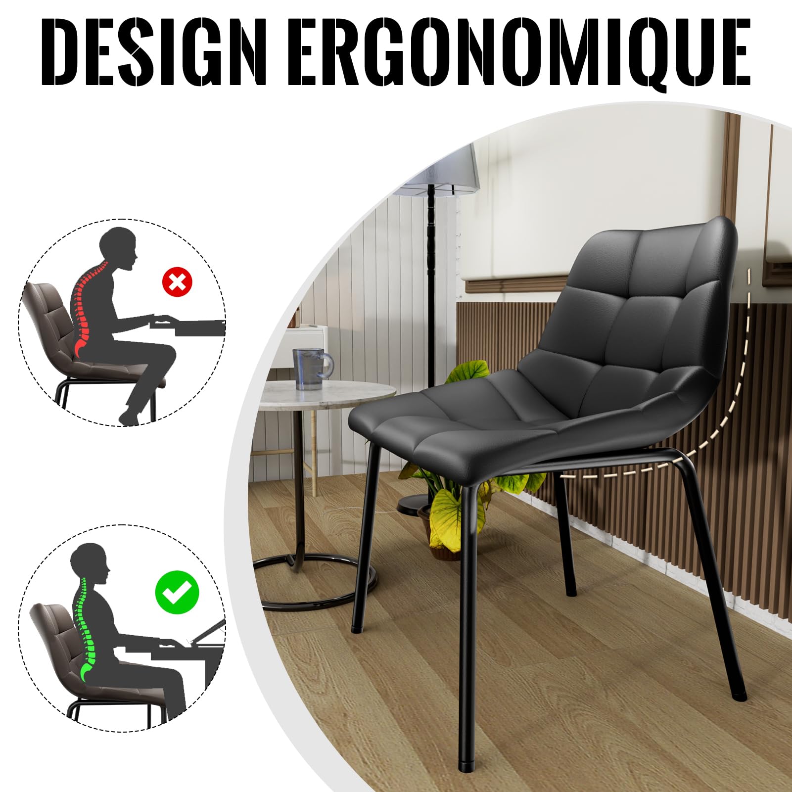 Set di 6 sedie da pranzo in stile scandinavo con schienale alto e gambe in metallo, eleganti mobili da cucina e soggiorno per un'elegante esperienza culinaria