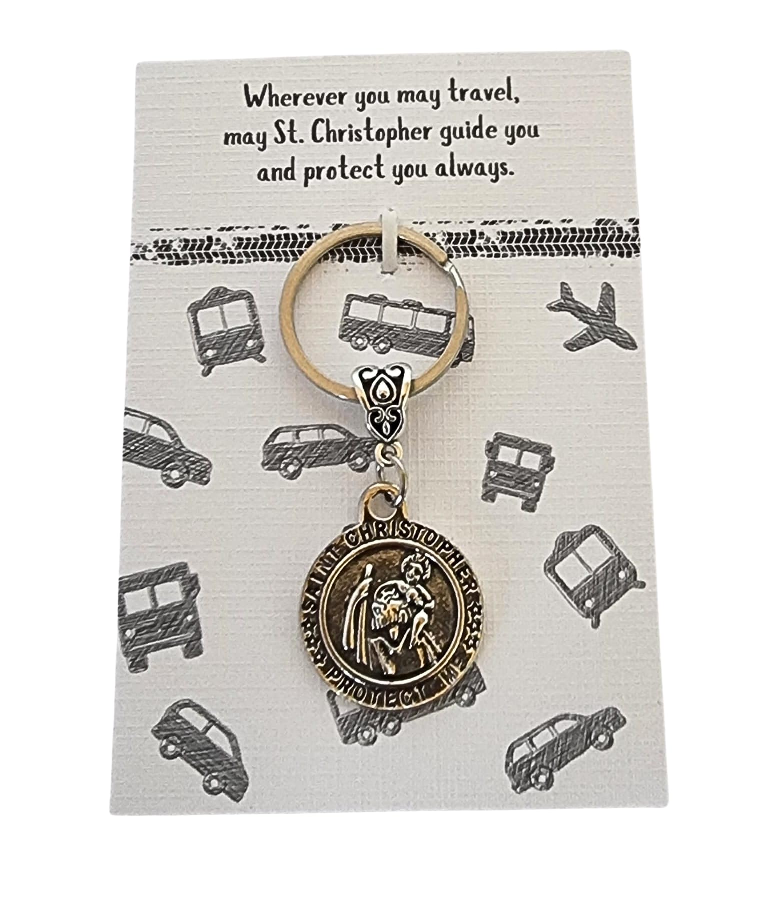 St. Christopher Protection Keyring Wish Charm - Perfect for Gifts Made in the UK