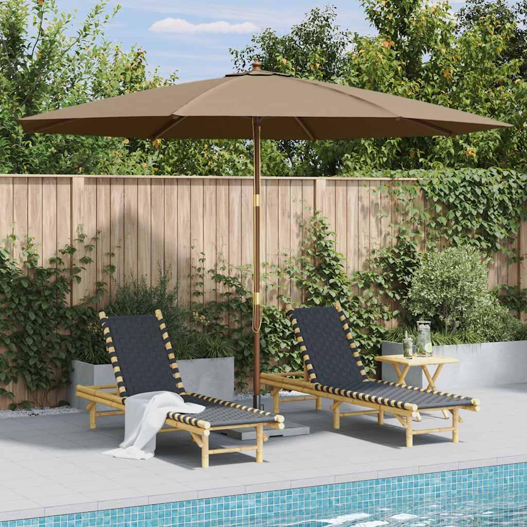 vidaXL Parasol d'extérieur avec mât en bois 350 cm Taupe