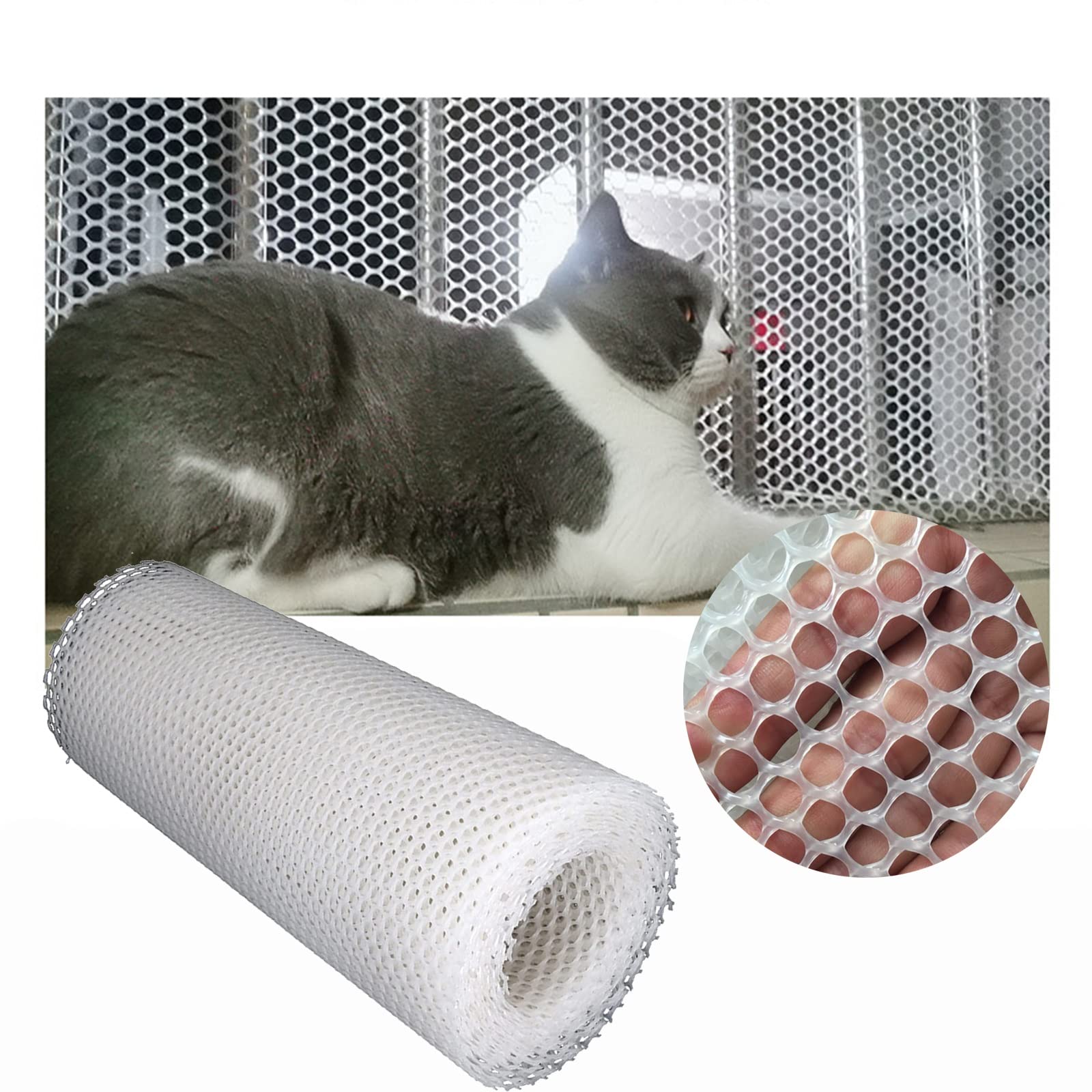 Red Gatos Cercas de Plástico, Red de seguridad para niños Anticaídas, Red de Protección Balcones para Mascota anti-mordida para Balcón Terraza Ventana Valla Transparente ( Color : Mesh 0.8cm , Tamaño
