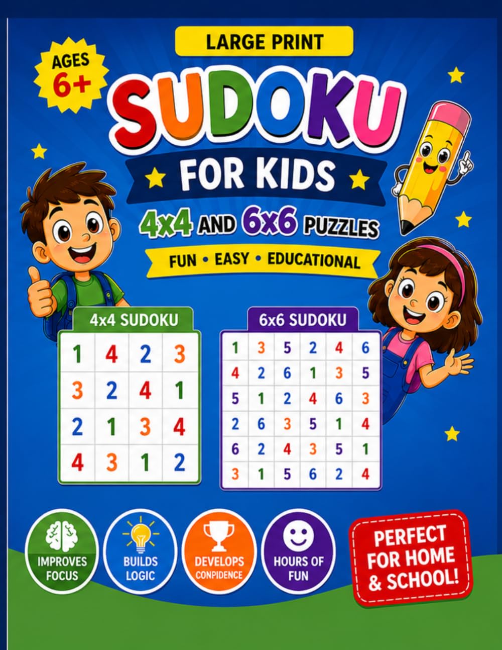 Kids Sudoku Book: 4x4 and 6x6 Puzzles for Beginners: Picture Sudoku for Kids: 4x4 & 6x6 Workbook