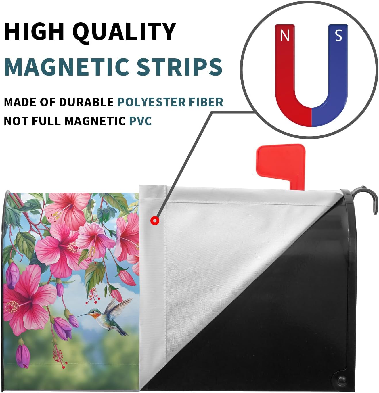 Spring Red Flowers Mailbox Cover Welcome Spring Floral Mailbox Covers Magnetic Standard Size 21" X 18" Bird Blue Summer Mailbox Wrap Post Letter Box Cover Decor for Home Outdoor Yard Garden