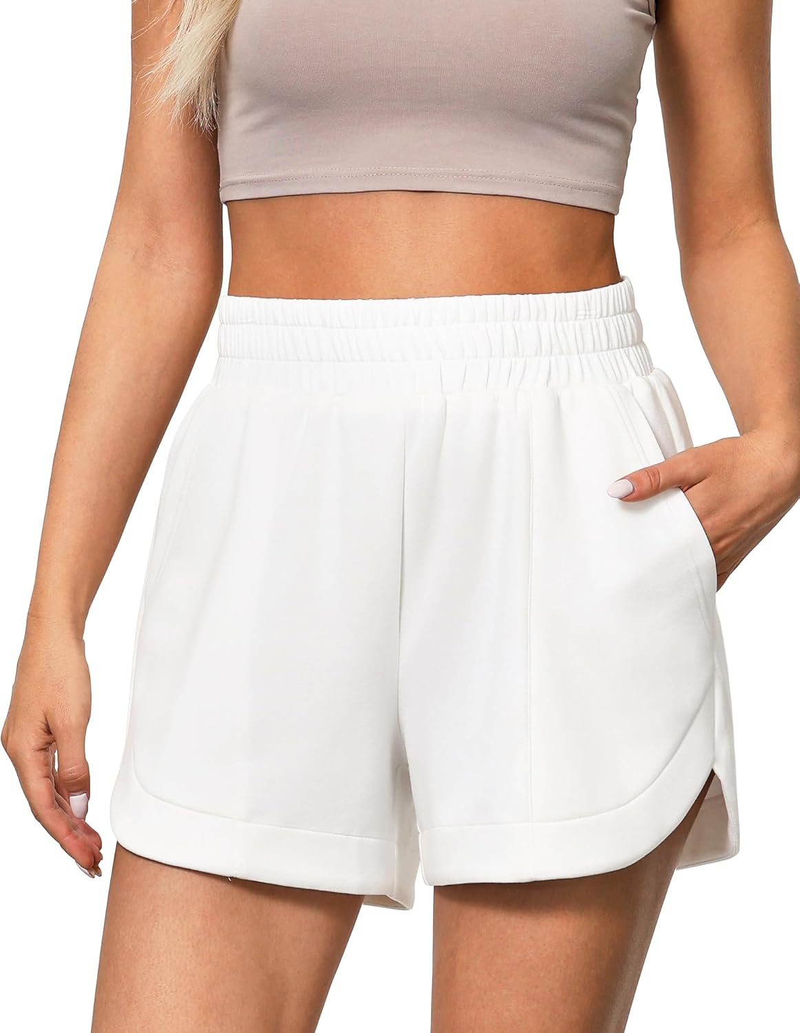 luvamia Athletic Shorts for Women High Waisted Comfy Pull On Elastic Waist Casual Lounge Summer Sweat Shorts with Pocket luvamia Athletic Shorts for Women High Waisted Comfy Pull On Elastic Waist Casual Lounge Summer Sweat Shorts with Pocket