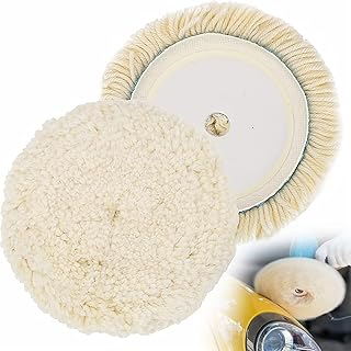 Wool Polishing Bonnet 7 Inch 2 Pcs Buffing Polishing Pads Wool Wheel Kit Hook and Loop Buffing Pads For Drill Car Polishing Kit Wool Polishing Buffing Pads Set 100% Natural Wool