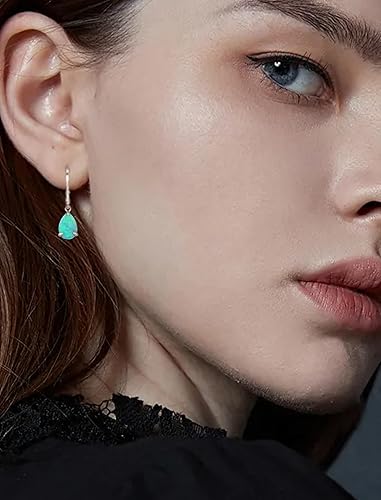 Miniatura 2 de Vesitim Opal Earrings for Women 925 Sterling Silver Teardrop Solitaire Dangle Drop Earring October Birthstone Jewelry Gift with Created Opal