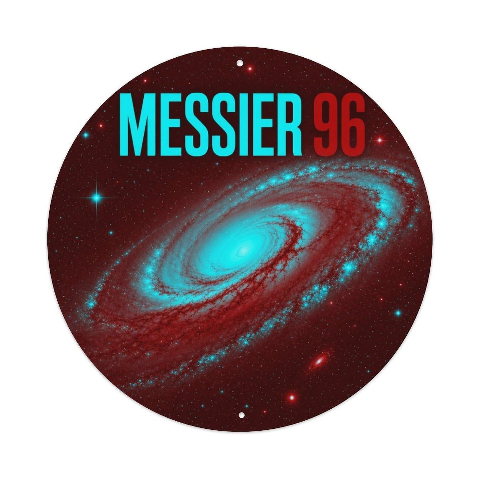 Cosmic Celestial Messier 96 Galaxy Deep Space Astral Metal Tin Sign Plaque Wall Decor for Cafe, Man Cave, Club Bar, Office, Home Garden Round Metal Poster 8x8Inch