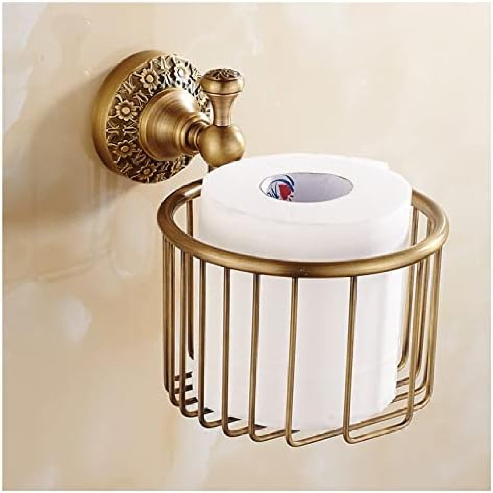 Die Portarrollos, Portarrollos Latón, Portarrollos De Pared con Estante, Impermeable Resistente Al Óxido Fácil Instalación Sin Taladrar Multifunción Oro Envejecido,B,Constructive23