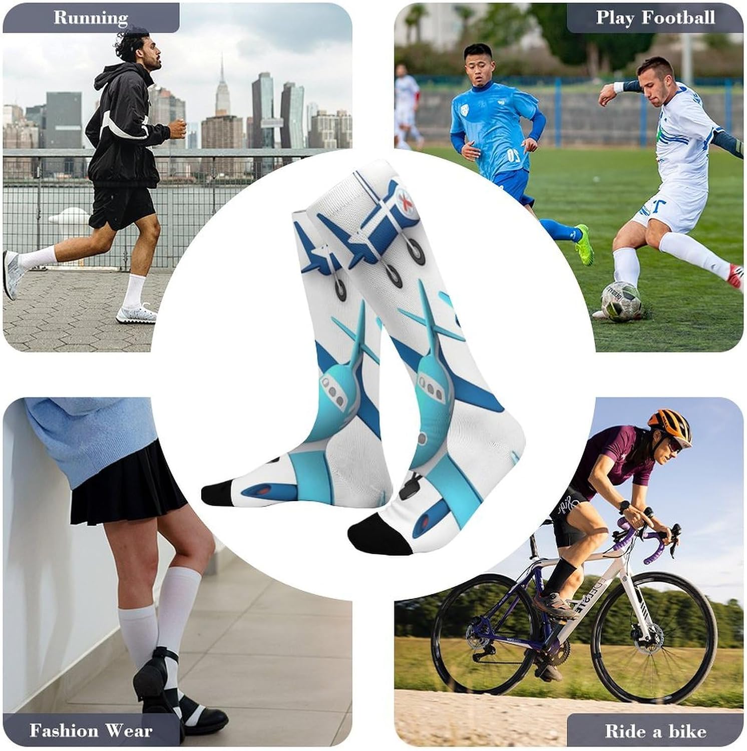 Knee High Socks Airplane Long Tube Boot Seamless Toe