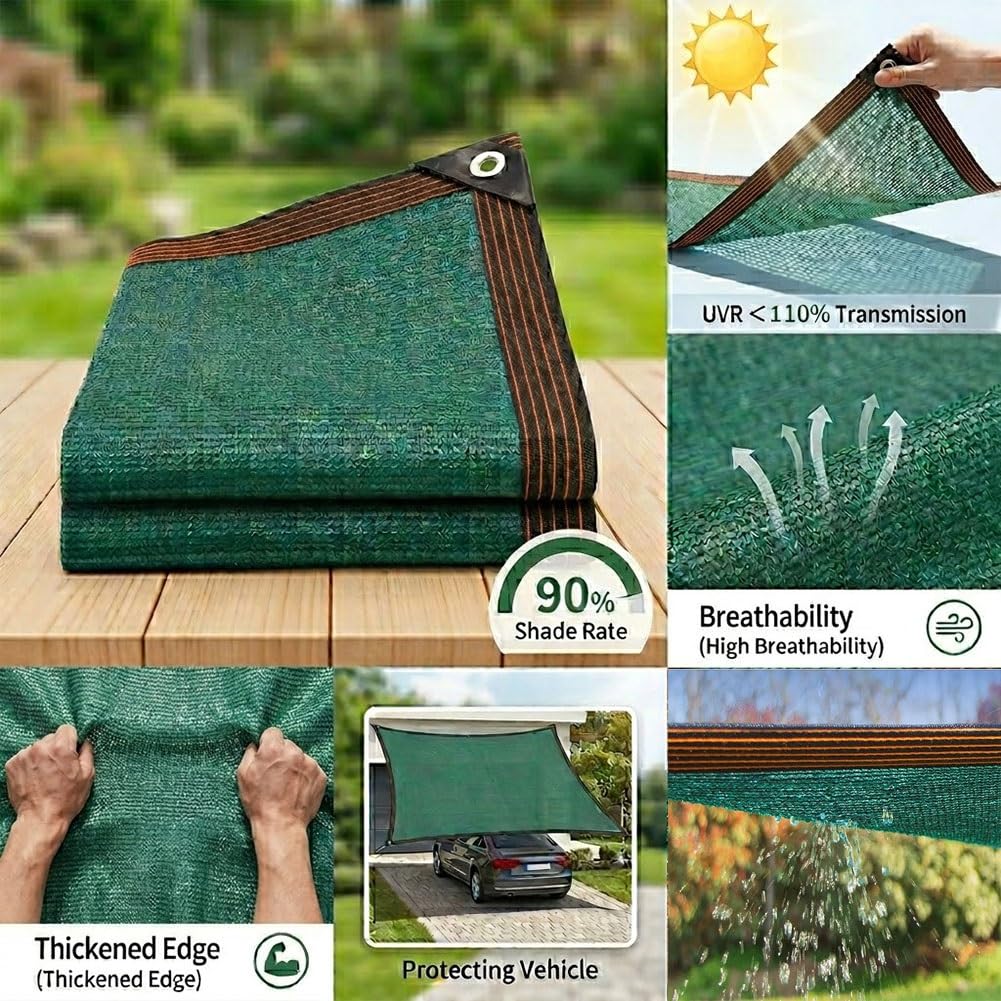 Malla Sombra Exterior, Red de Sombra, 90% Toldo De Sombra para Balcón, 2 3 4 5 6 7 8 9 10 11 12 13 14 15m Red De Sombreado Tela Impermeable Malla sombreo con Ojales, Lona de Malla(6x12m)