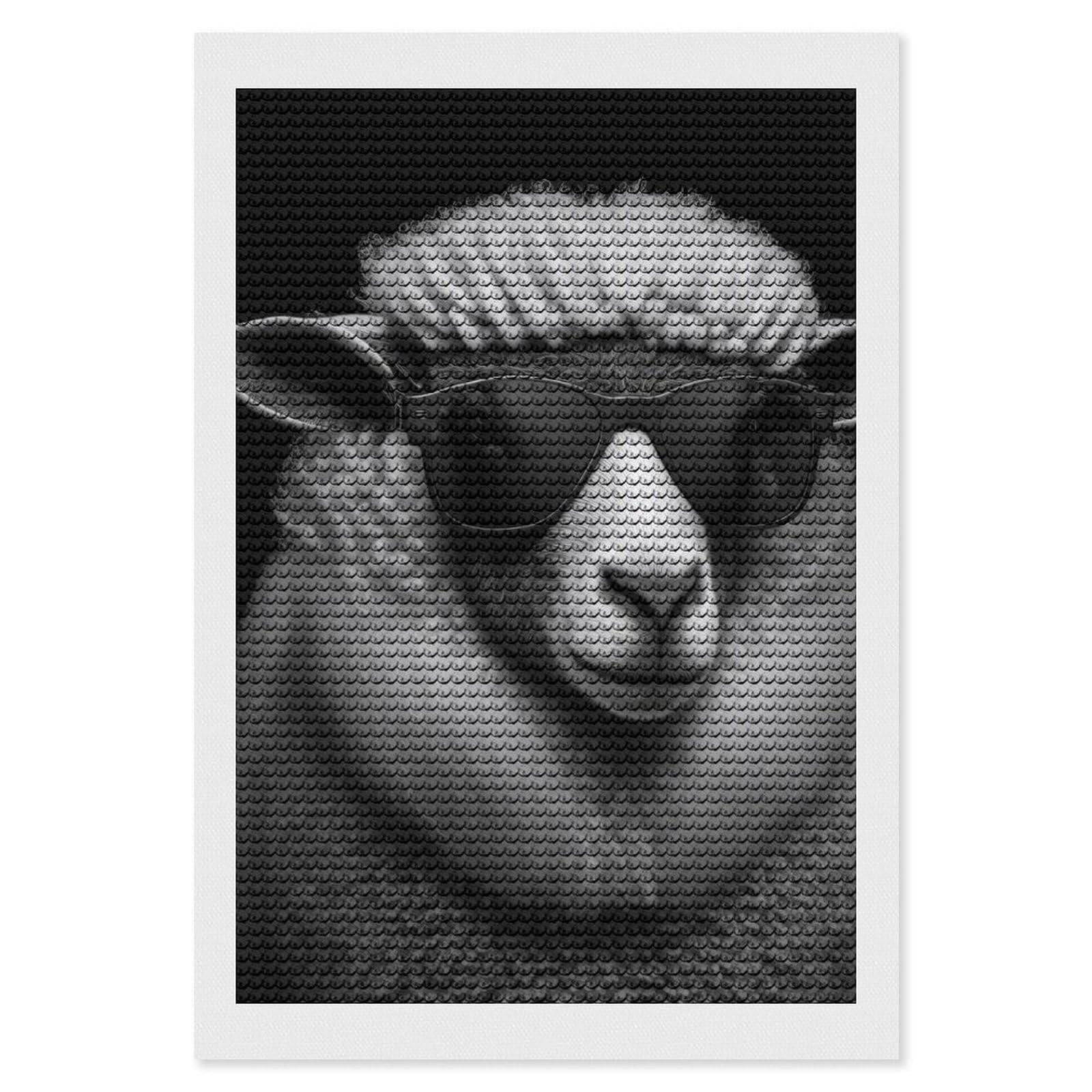 Junmoney Portrait of A Sheep Diamond Art Canvas 8"x12", for Family Craft Time, Creative Leisure Activity, Living Room Decor, Festive Craft Gift