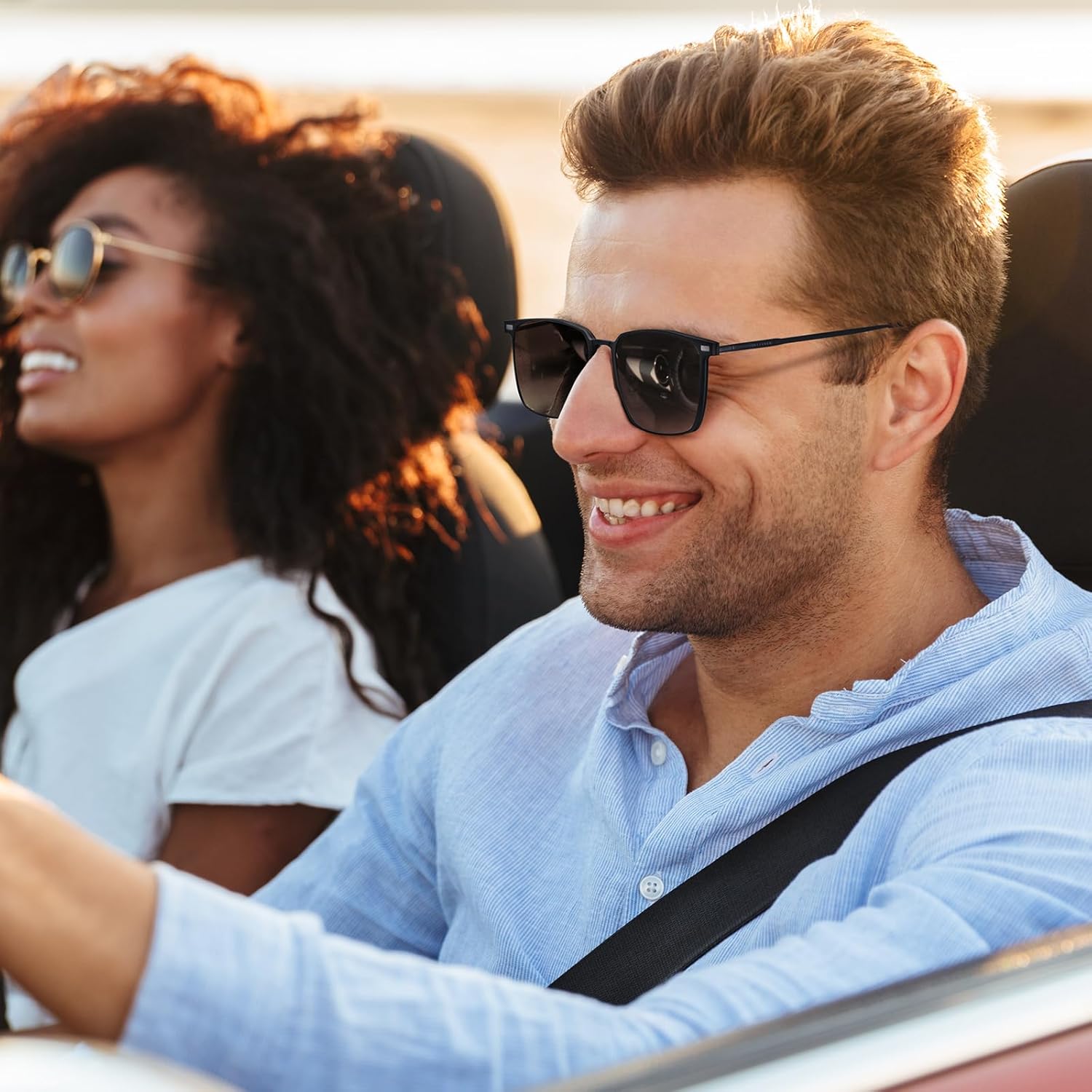 Dollger Magnetic Clip On Polarized Sunglasses for Eyeglasses Men Retro Square Metal Frame Driving Glasses 2 Packs - Image 5