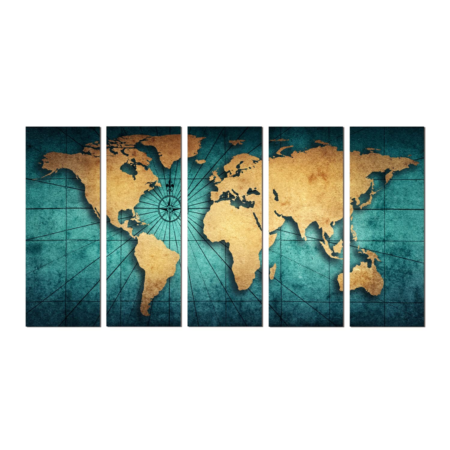 PRINTELLIGENT World Map Wall Art - Large Abstract Landscape Painting for Living Room, Bedroom, and Office Walls - 27 x 50 Inchesd81 (A)