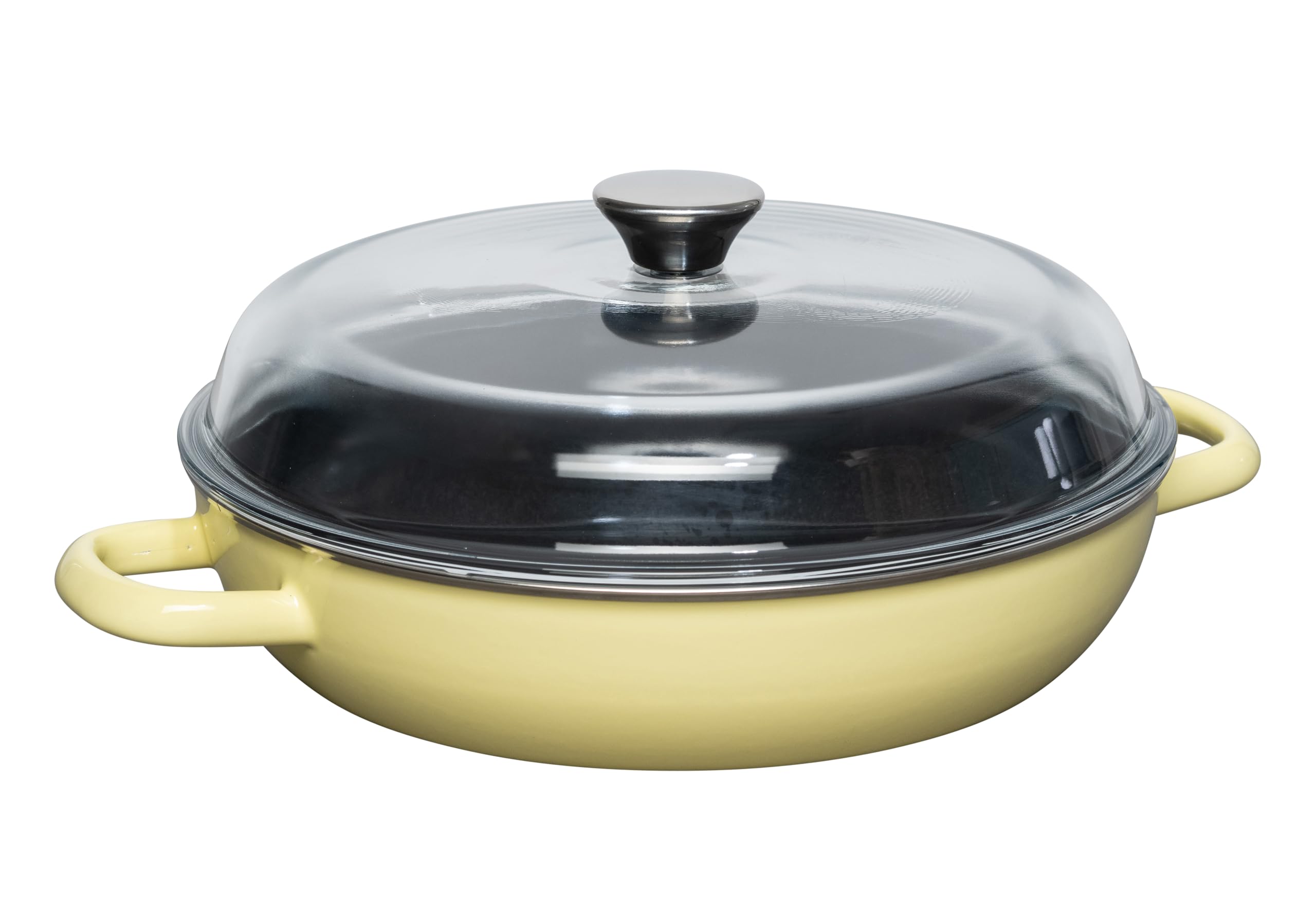 Riess, 0058-002 LEMON LBH - Sartén con tapa de cristal (28 cm de diámetro, esmaltada, 37,7 x 29,2 x 14,1 cm, peso 3,05 kg, con dos asas esmaltadas, apta para horno)