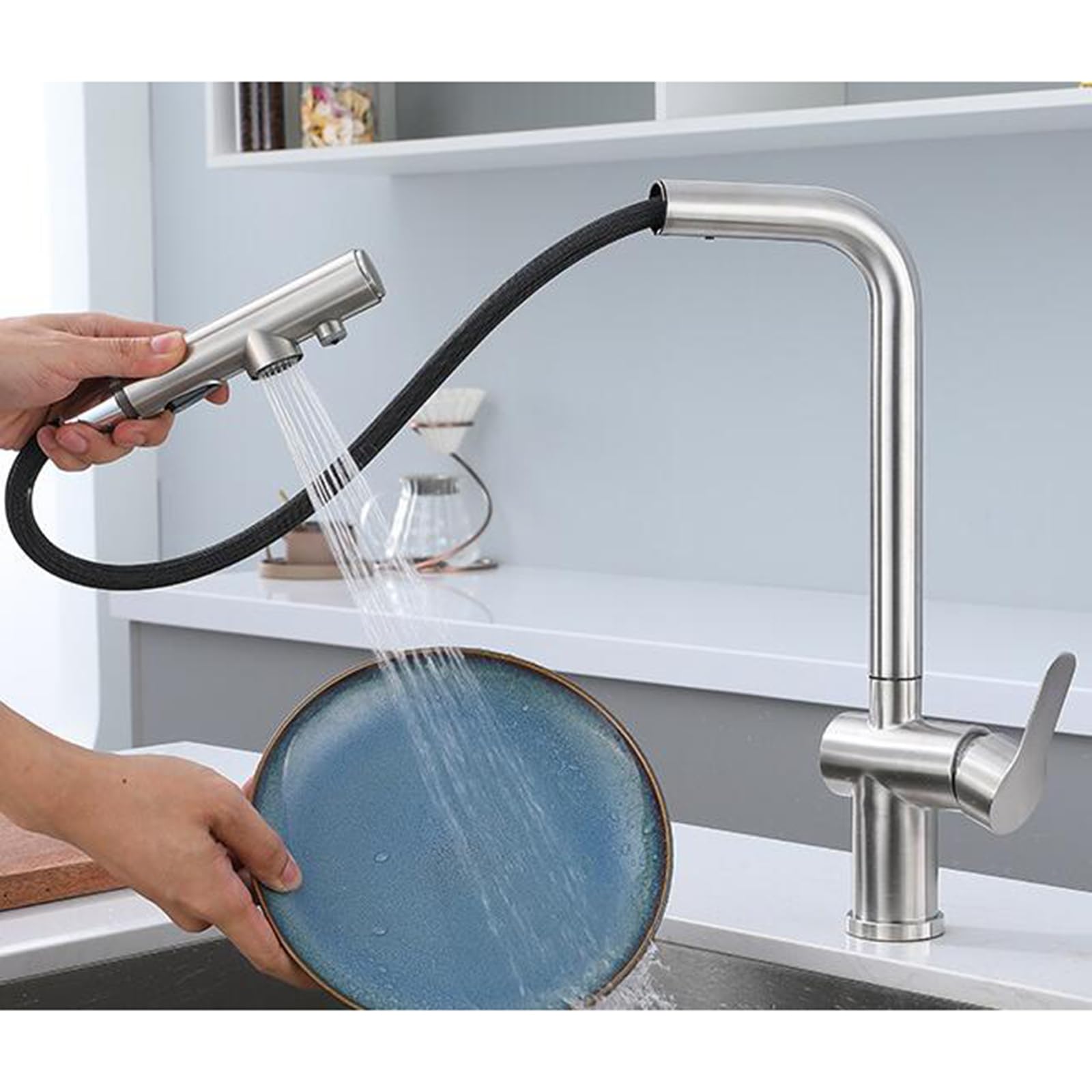 HTTGDGDH Brushed Stainless Steel 3Way For Reverse Osmosis Pullout Design le Kitchen Sink Tap For Water Filtration System & Stylish,