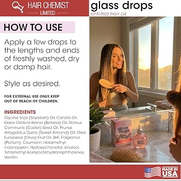 Hair Chemist Gloss Drops Anti-Frizz Hair Oil 3.38 oz. - Lightweight High-Shine Serum to Smooth Split Ends & Flyaways, Deep Hydration for Soft, Manageable Hair