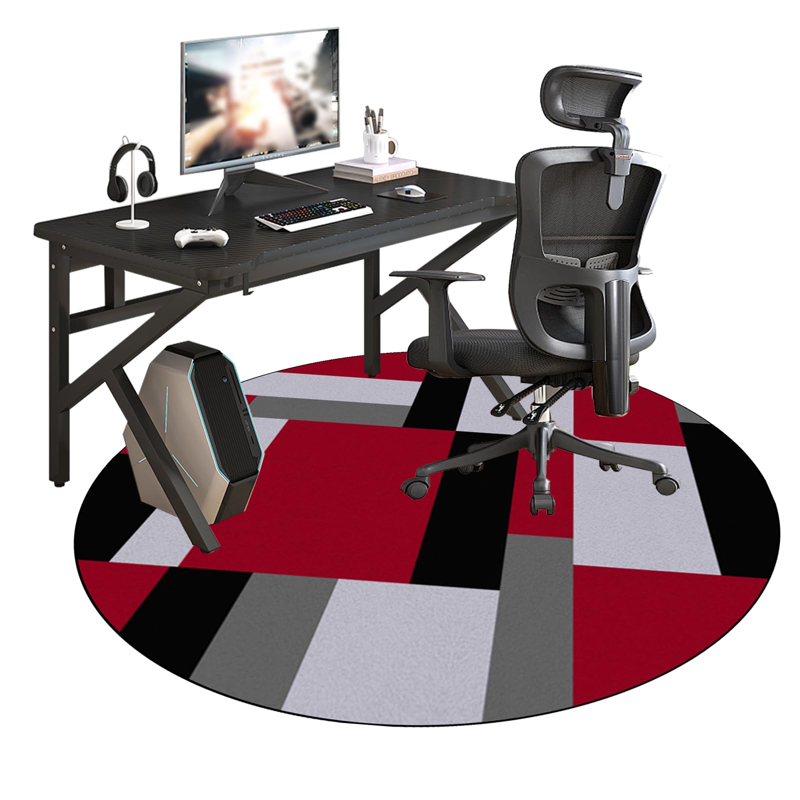 140 cm Redondo Alfombra Silla Gaming, Alfombra Multiusos para el Hogar, Protector Suelo Silla Ruedas, Alfombra de Protección de Suelo, Alfombra de Suelo para Suelos Duros, Laminado