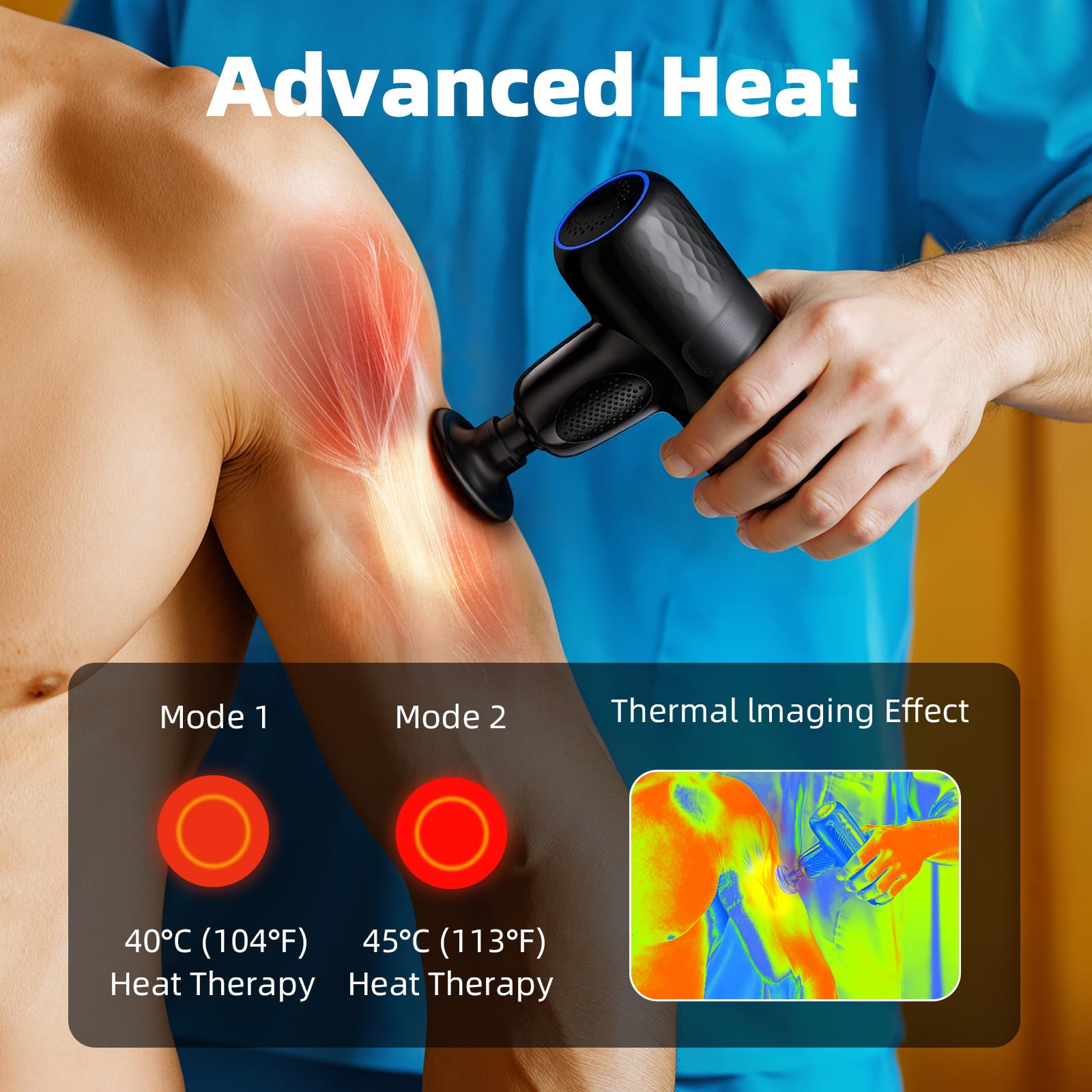 Mini pistola massaggiante con terapia del calore, pistola per massaggi con custodia, 3200 giri/min, potente muscolo per alleviare il dolore alla schiena e al collo, regalo per donne e uomini