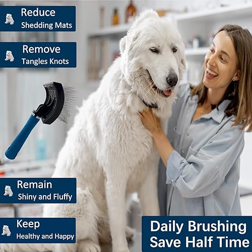 Miniatura 2 de Cepillo deslizante para perros con cepillo para perros súper denso y suave, pasadores extra largos que eliminan los enredos. El cepillo para