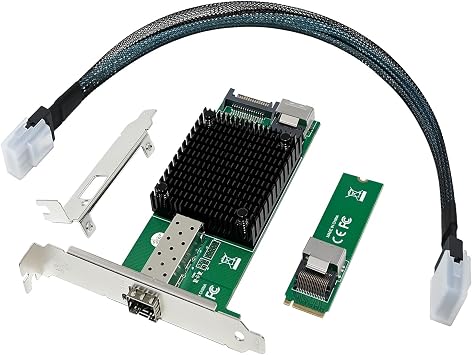 10 Gigabit M.2 to RJ45 SFP+ NIC, with Intel 82599X520-DA1 Controller PCIe X4 Network Card,10gb RJ45 Ethernet Card Industrial Adapter with SFF-8087 Cable/Low Profile Bracket Support PXE&UEFI