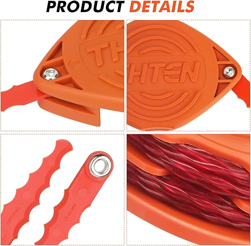 Miniatura 6 de THTEN WA0007 - Carrete de repuesto para cabezal de recortadora de 2 x 16 pies, 0.065 pulgadas, compatible con Worx WG115 WG116 WG117 WG118 WG119