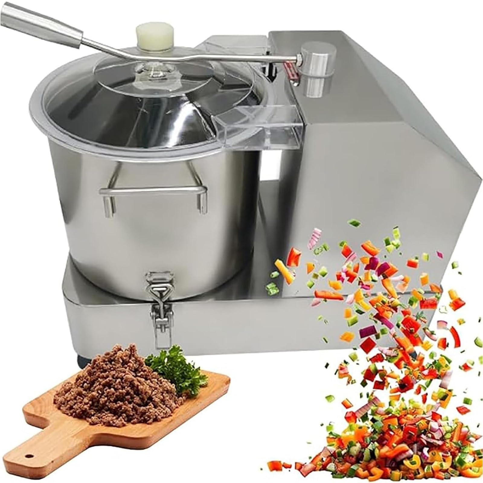 SENJINGHUA Commercial Food Processor Electric Meat and Vegetable Blender Food Shredder,Adjustable Speed with Visible Transparent Window,Multifunctional Stainless Steel Chopper for Restaurants 6L