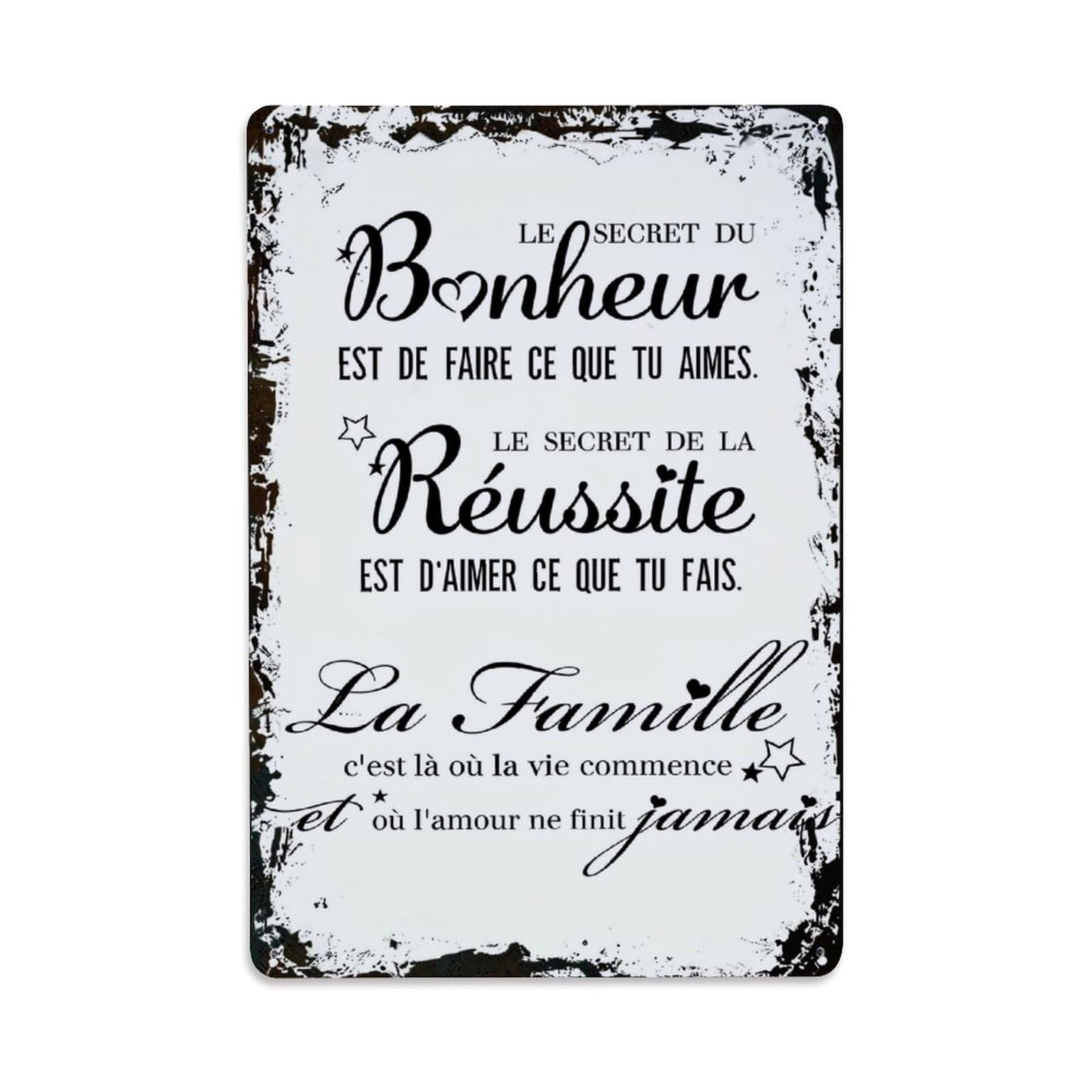 Jdfenggu Vintage French Inspirational Quote Typography Art Retro Metal Tin Sign, Metal Poster For Bar, Home, Man Cave, Kitchen, Laundry Room Art Decor 8X12 Inch