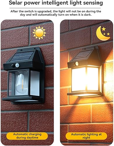 Miniatura 4 de Lámpara de pared solar para exteriores, 4.2 V3 W, impermeable, con sensor de encendidoapagado automático, luz de pared de tungsteno para jardines,