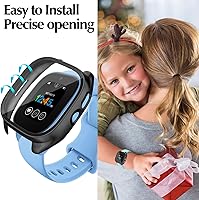 Vista 4 de Paquete de 2 fundas compatibles con Verizon Gizmo Watch 3, protector de pantalla de policarbonato duro de policarbonato integrado, protector