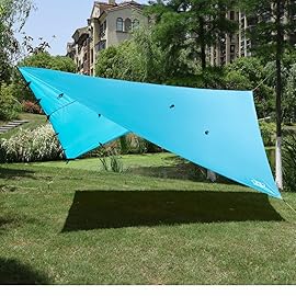 Gold Armour Rainfly Tarp Hammock, Premium 14.7ft/12ft/10ft/8ft Rain Fly Cover, Waterproof Ultralight Camping Shelter Canopy, Survival Equipment Gear Camping Tent Accessories (Sky Blue 10ft x 10ft)