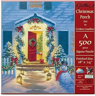 SUNSOUT INC - Christmas Porch - 500 pc Jigsaw Puzzle by Artist: Corbert Gauthier - Finished Size 18