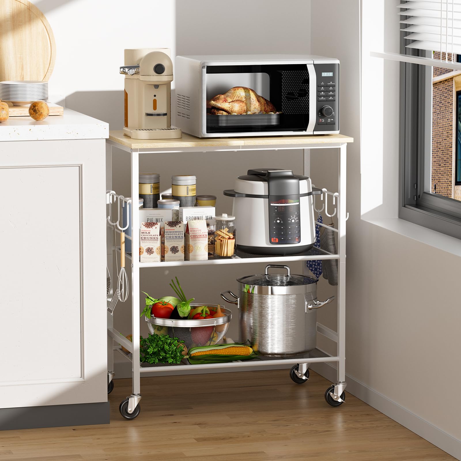 NTE Rolling Kitchen Microwave Cart