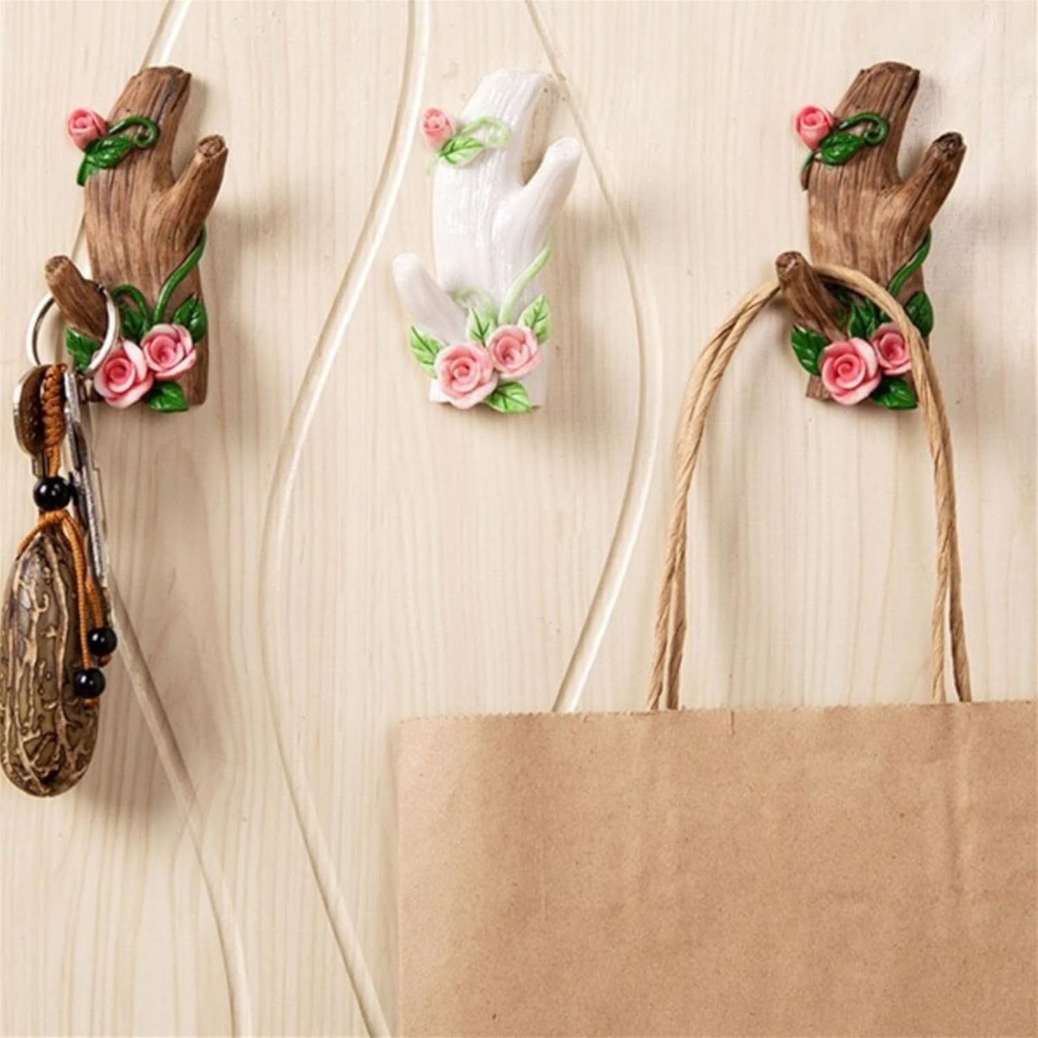 Decorative Hook 2 Pcs Garden Hook Sticky, Wall Door Behind The Hanging Coat and Hat, Creative Entrance Decoration Key